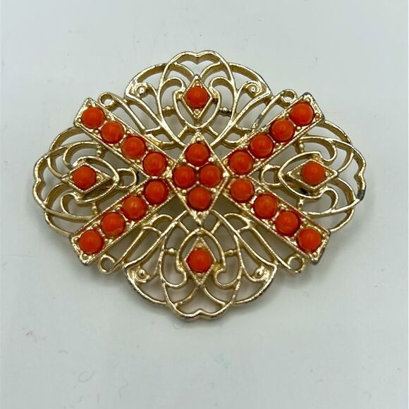 Vintage 1973 Sara Coventry "Tangerine" Brooch - Picture 3 of 3